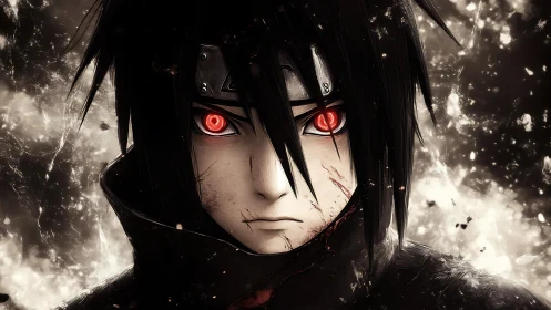 Storm-eyed anime avenger locked in burning starlight gaze.