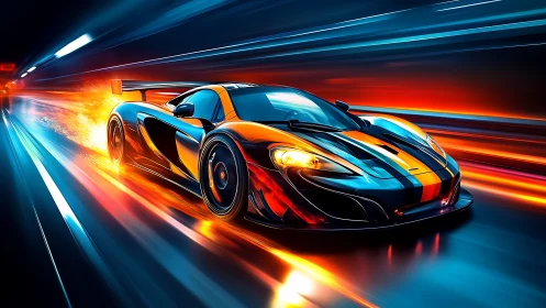 Neon-striped supercar tears open a tunnel of liquid light