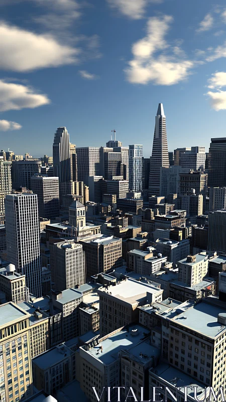 High density downtown skyline with mixed-height towers.