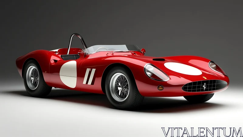 Classic red race car showcases sculpted aerodynamic body.