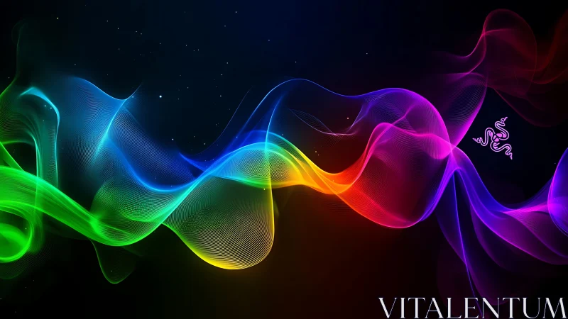 Neon spectrum rivers dancing across a midnight cosmos screen.