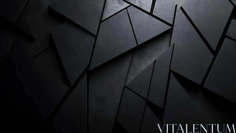 Geometric black panels overlap in moody abstract depth.