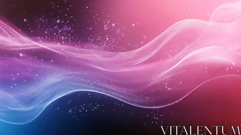 Abstract pink and blue light waves on dark gradient field.