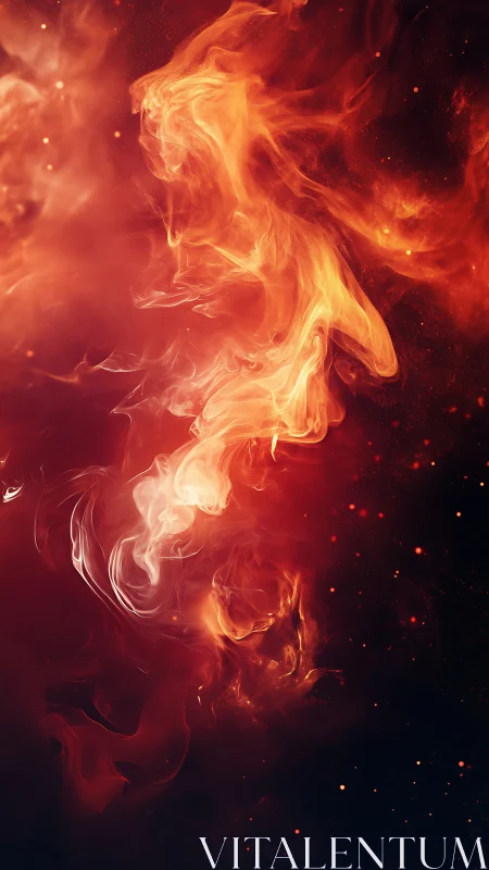 Abstract Fire Form Rising from Darkness