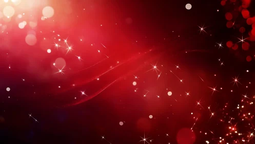 Shimmering red starlight drifts gently across a glowing sky