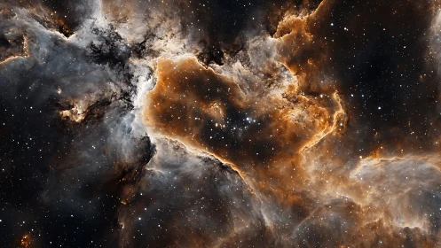 Star-forming nebula glows with ionized gas and dark dust.