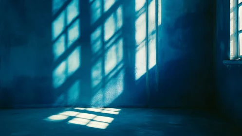 Angular window luminance grids across saturated blue interior.