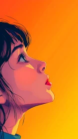 Vector side-profile portrait uses bold gradients and rim lighting
