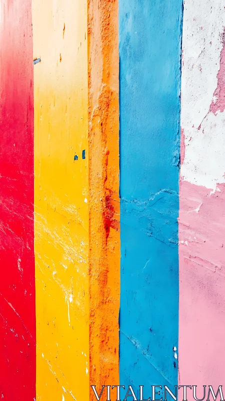 Chromatic city wall stripes singing in scraped color harmony.