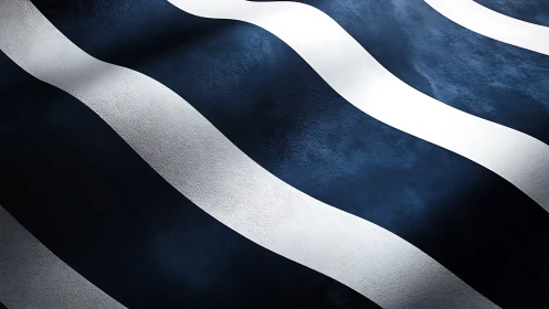 Undulating navy and white bands with textured, directional lighting