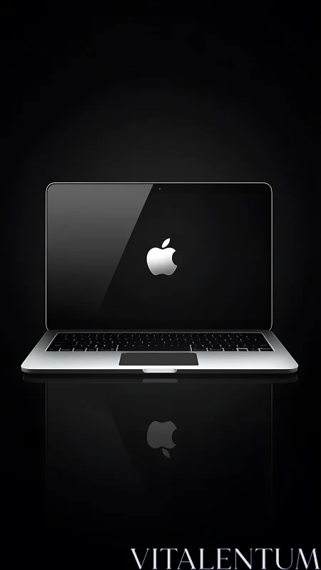 Silver laptop floats like a spotlighted idea in the dark