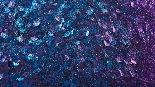 Nebula glitter cascade in electric blue and violet night.