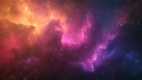 Digital nebula panorama with radiant magenta gas plumes.