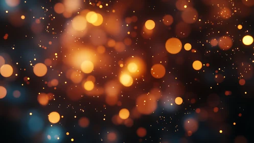 Glowing bokeh lights drift across a dark abstract field.