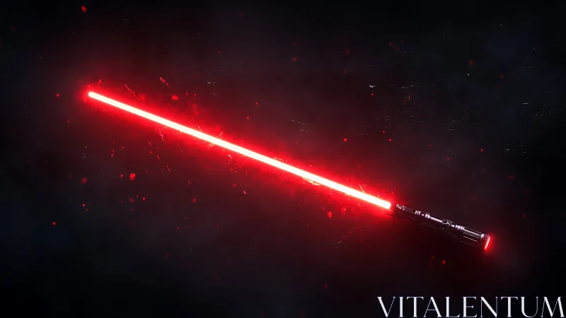 Crimson plasma blade ignites the void with dark allure.