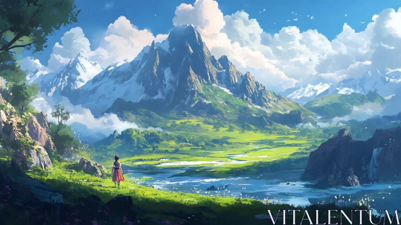 Panoramic alpine valley under dynamic atmospheric illumination.