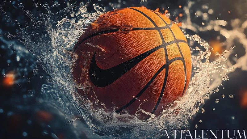Dynamic basketball splash with high-impact water motion.