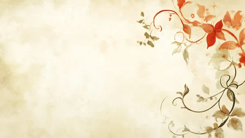 Floral vector motif occupies right edge of pale background