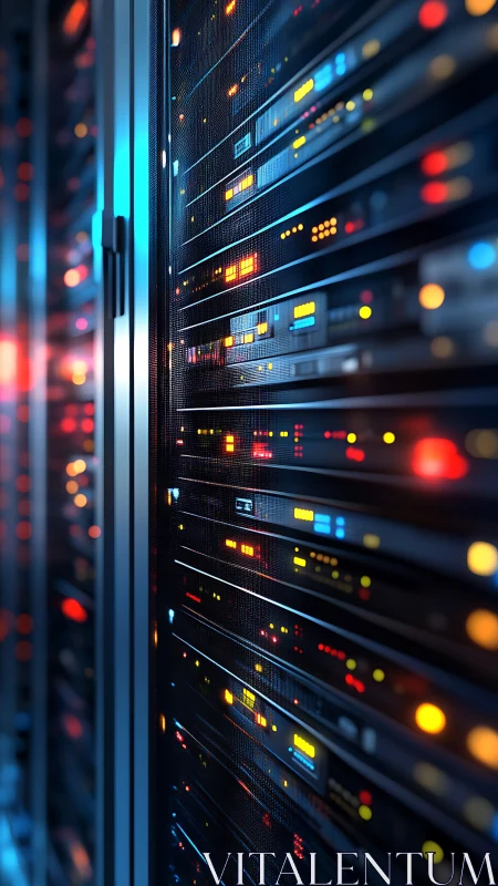 Neon server corridor humming with quiet algorithmic dreams.