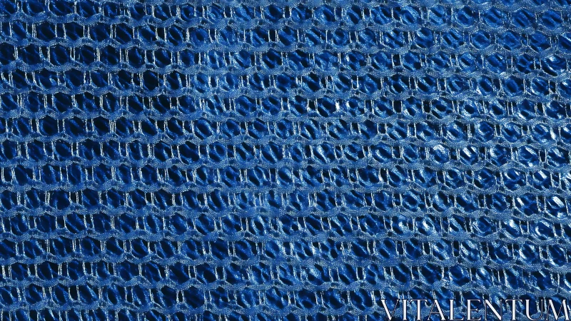 Cerulean mesh tapestry weaving metallic loops of light.