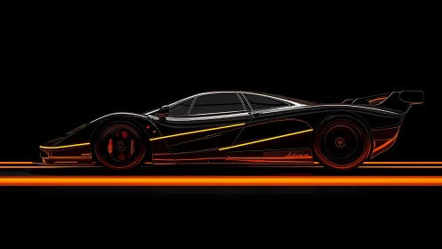 Neon-lit supercar silhouette glows with sleek futuristic energy