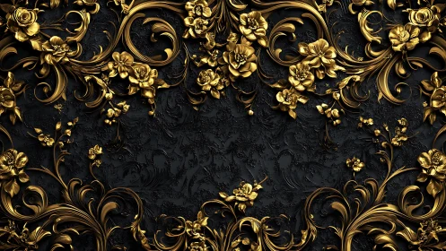 Golden floral scrollwork framing a rich midnight backdrop.