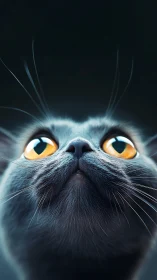 Luminous Cat Face with Golden Eyes.