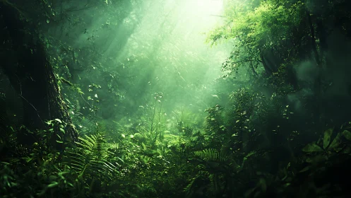 Subtropic Forest Canopy with Volumetric Light Penetration and Depth-of-Field