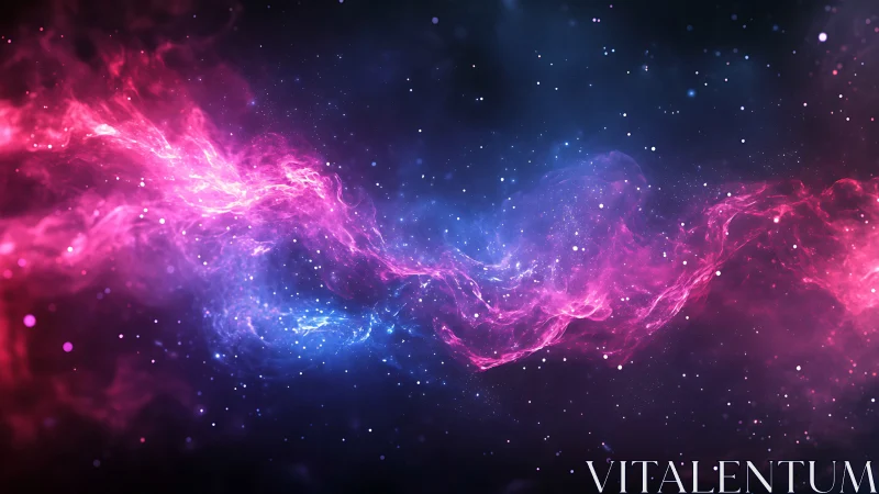 Colorful cosmic nebula stream in deep space background.