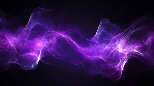Electric violet energy wave arcs across deep black void
