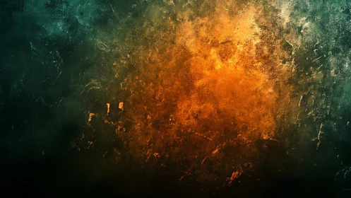 Fiery Abstract Texture with Vivid Orange and Dark Green Tones.