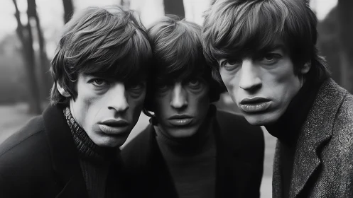Striking trio of pensive young men share an intense gaze