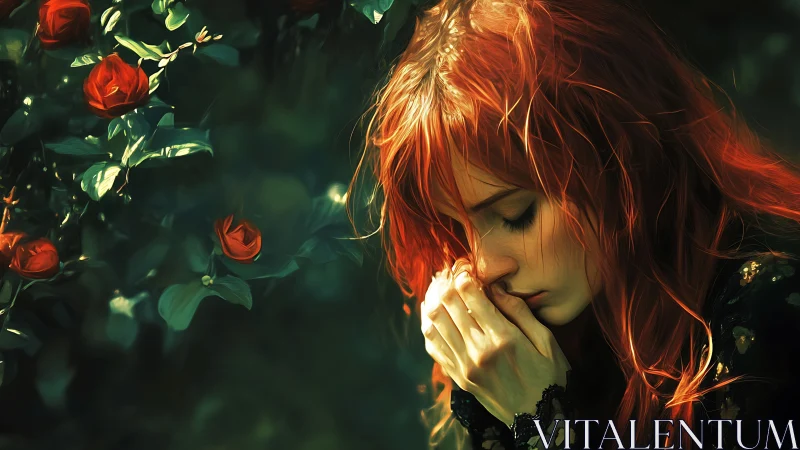 Whispered Prayers in the Rose-Lit Garden Gloom.