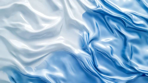 Shiny Blue and White Satin Fabric Abstract Texture Background.