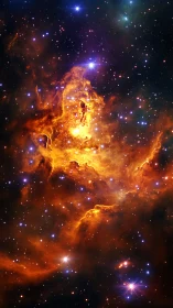 Nebula region with dense ionized gas and scattered stars.