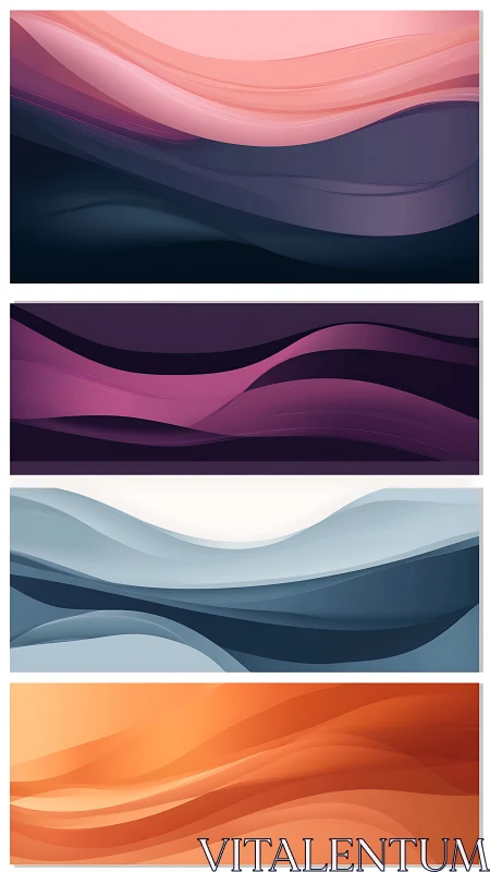 Abstract horizontal wave banners in layered color gradients.