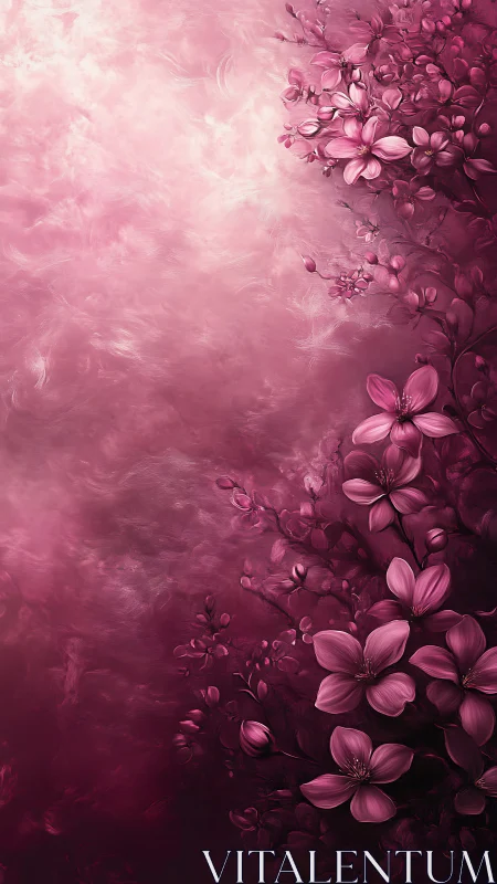 Gradient Floral Elegance Against Pink Haze.