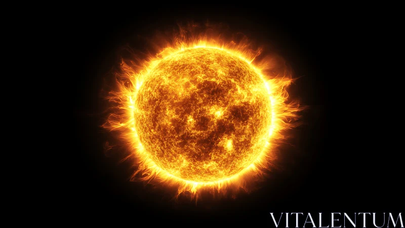 Blazing solar sphere radiates fiery plasma into space.