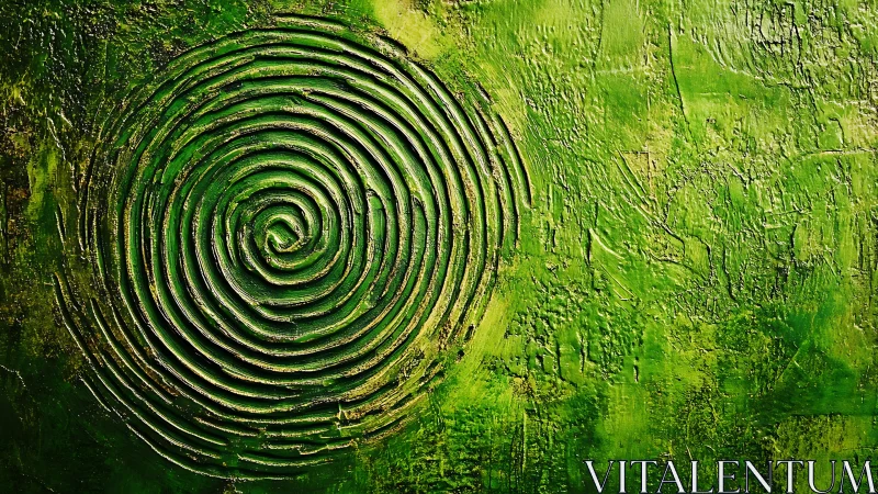 Gentle green spiral artwork inviting a moment of calm focus.