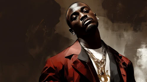 Crimson-jacket swagger leans into smoky urban twilight glare