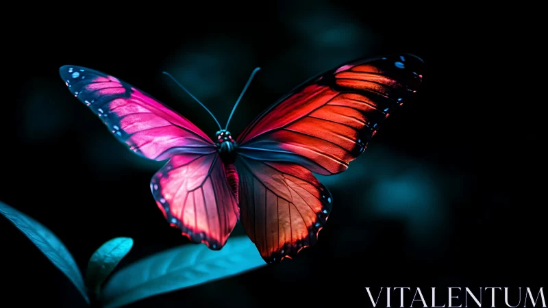 Bioluminescent butterfly rendered in high-contrast digital lighting