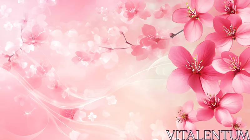 Gradient-Rendered Cherry Blossoms with Optical Depth.