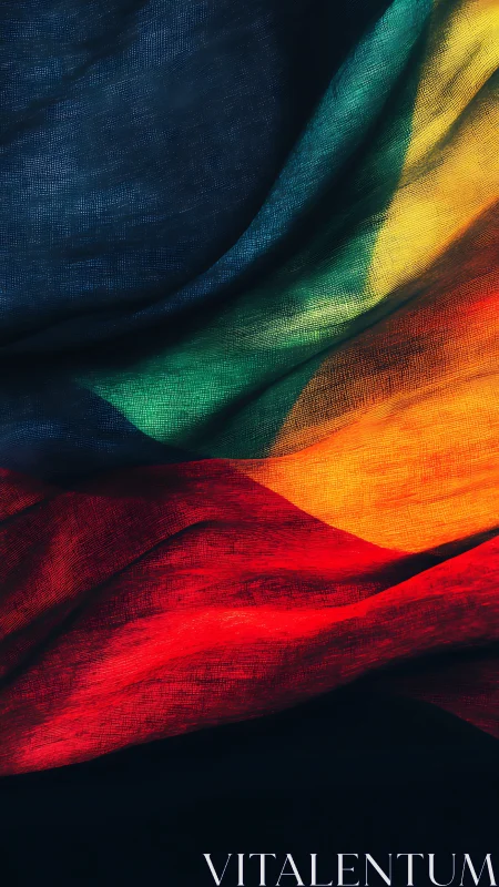 Velvet waves of rainbow cloth quietly ignite the darkness