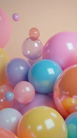 High-gloss pastel spheres with soft global illumination and bokeh