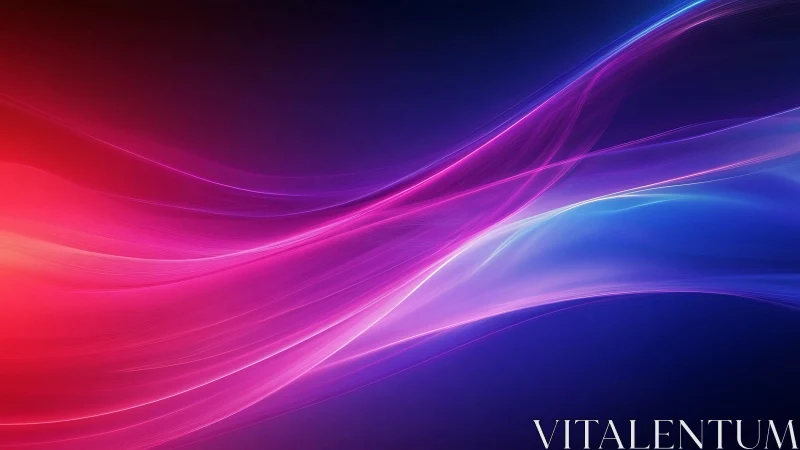 Vibrant neon light waves on deep blue gradient background.