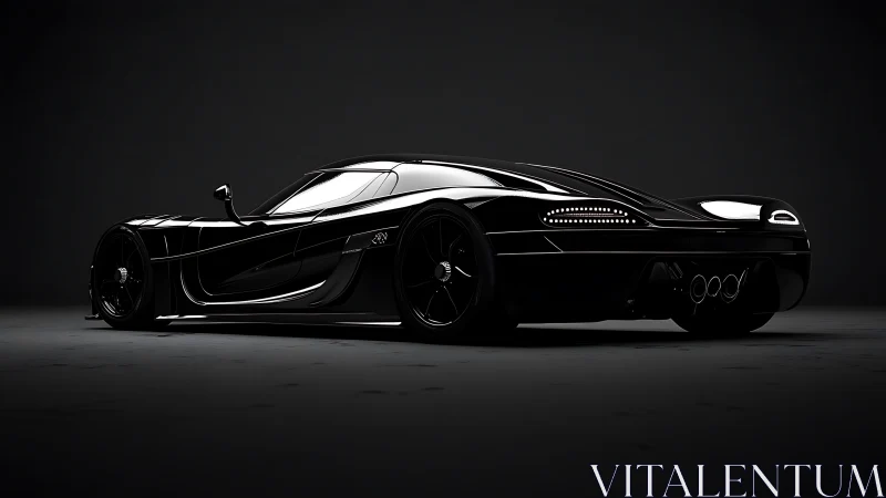 Black low-angle sports car render shows glossy bodywork