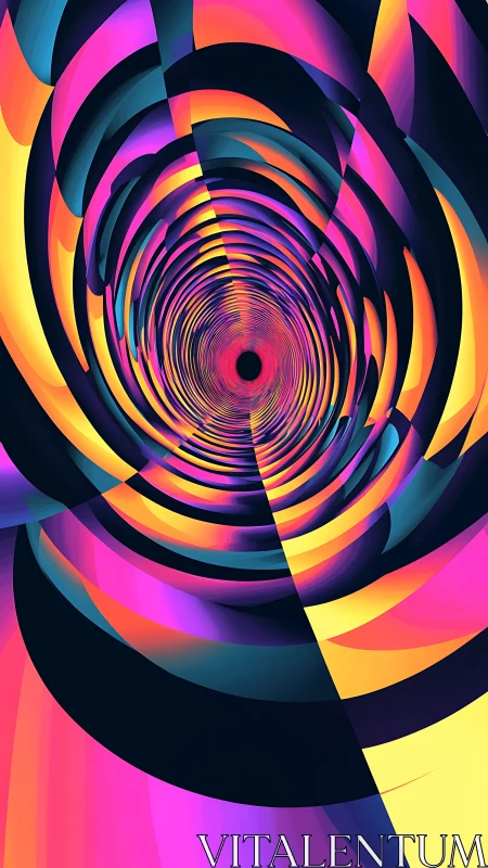 Concentric neon tunnel pattern spirals toward a dark center