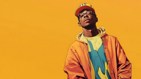 Cool streetwear style glows against a bold yellow backdrop