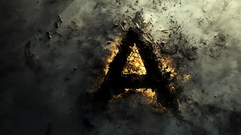 Glowing letter A emerging from cracked, moody darkness.