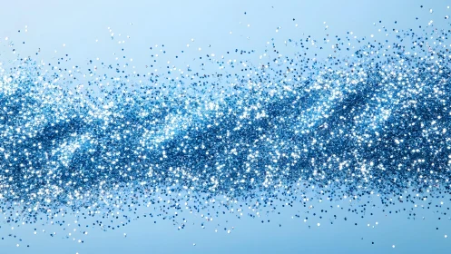 Blue and Silver Glitter Burst on Light Background, Abstract Art.